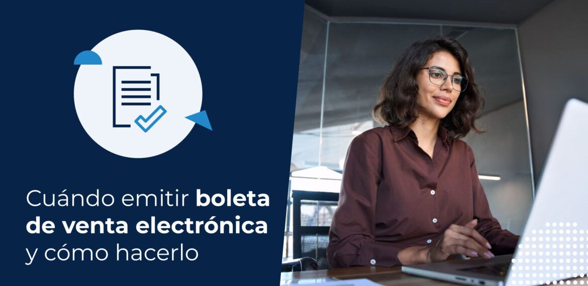 Empresaria gestionando el proceso de emitir boleta de venta electrónica.