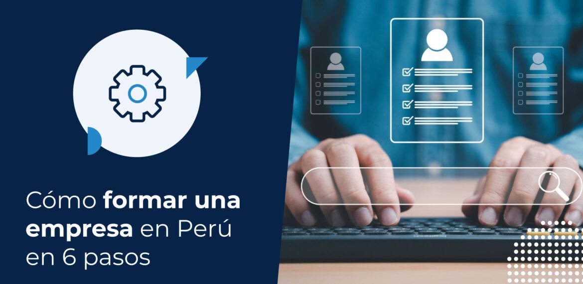 Persona utilizando su computador para buscar cómo formar una empresa en perú.