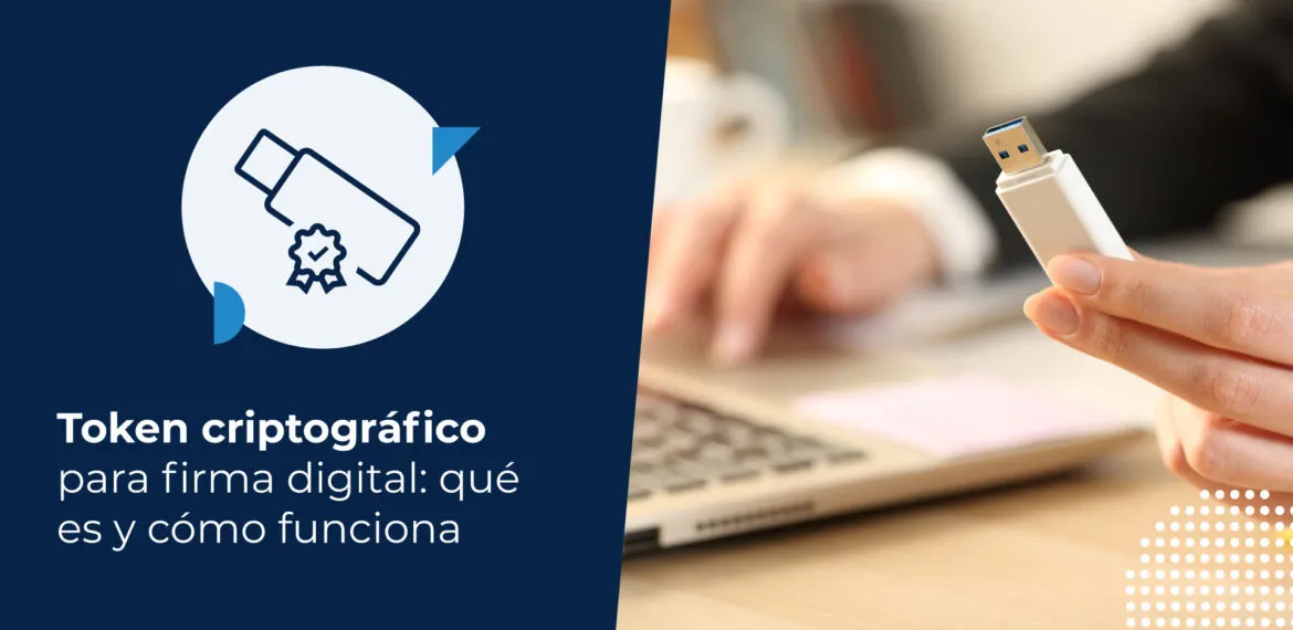 persona utilizando su token criptográfico para firmar un documento