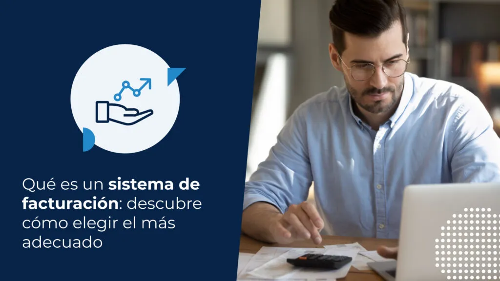 Hombre de negocios buscando en su computador qué es un sistema de facturación.
