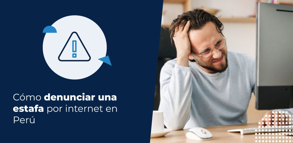 Persona frente al computador, víctima de una estafa por internet en Perú.