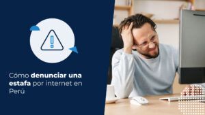 Persona frente al computador, víctima de una estafa por internet en Perú.