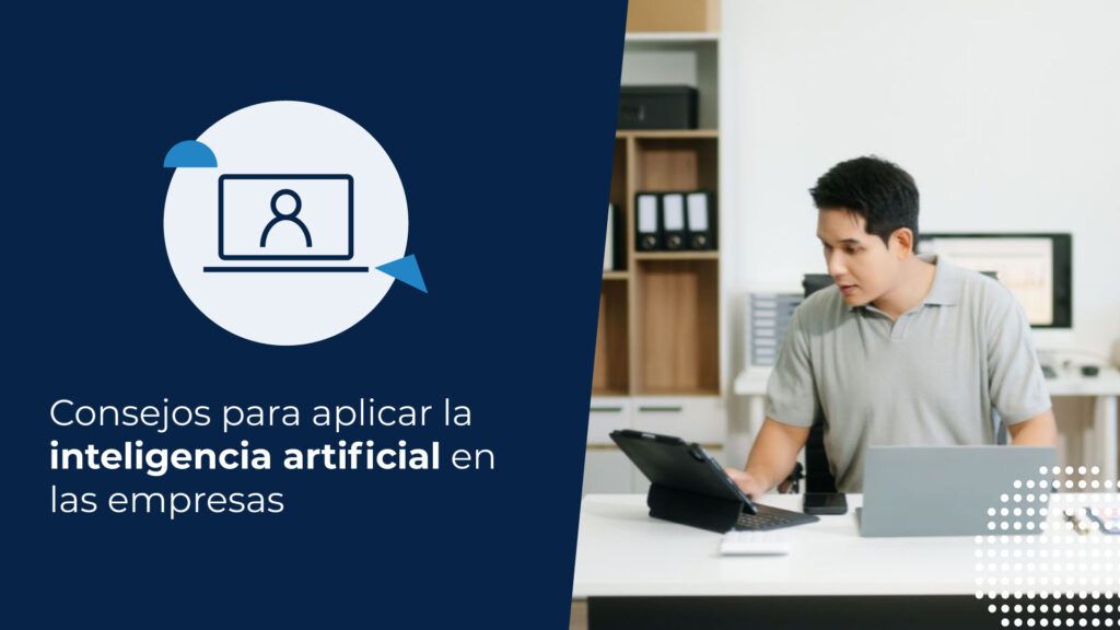 Empresario trabajando en su oficina. Está buscando cómo la inteligencia artificial en las empresas ayuda a mejorar y automatizar procesos.