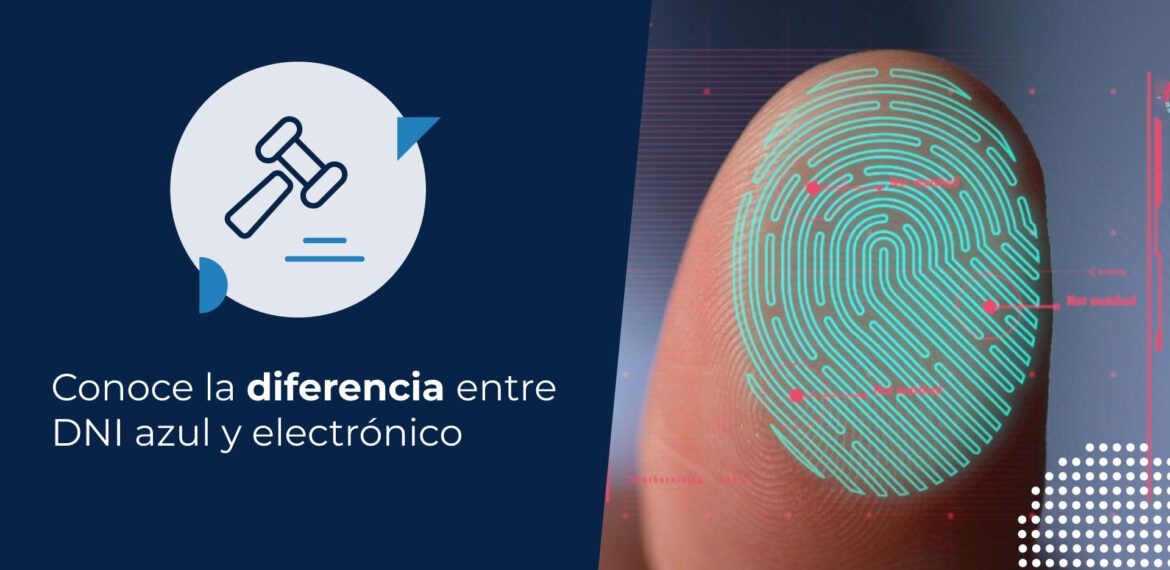 Primer plano de una huella dactilar siendo escaneada por un sensor biométrico digital con interfaz de acceso denegado, resaltando la seguridad biométrica que marca la diferencia entre DNI azul y electrónico.