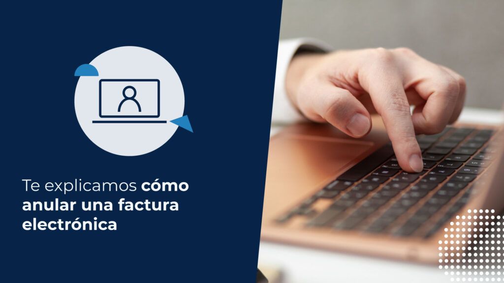 Primer plano de una persona usando un computador. Está aprendiendo cómo anular una factura electrónica.