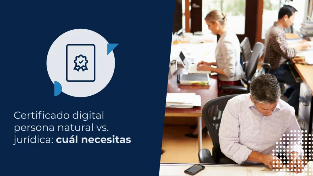 Equipo de trabajo en una oficina gestionando trámites empresariales con certificado digital de persona jurídica.