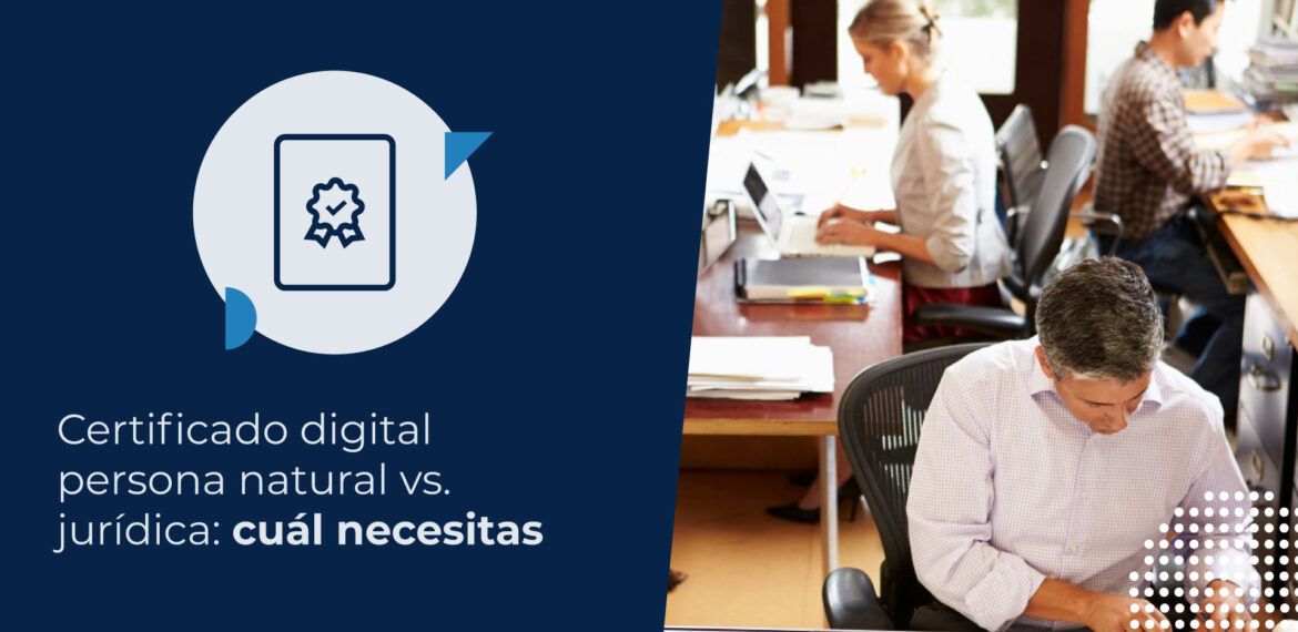 Equipo de trabajo en una oficina gestionando trámites empresariales con certificado digital de persona jurídica.