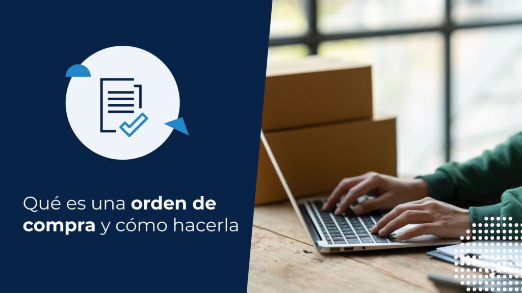 Persona de negocios buscando en su computador cómo hacer una orden de compra.