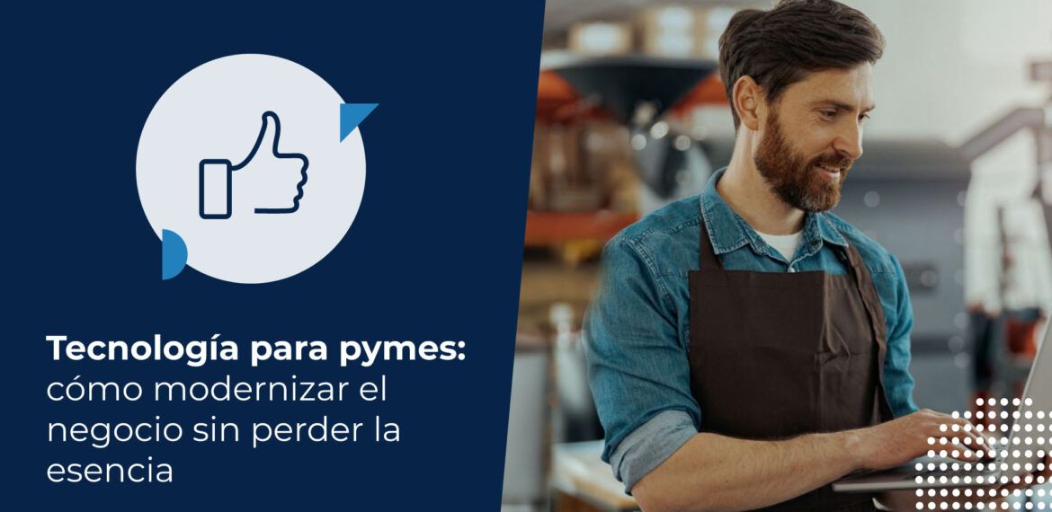 Hombre dueño de una cafetería está buscando cómo la tecnología para pymes beneficia a los negocios.