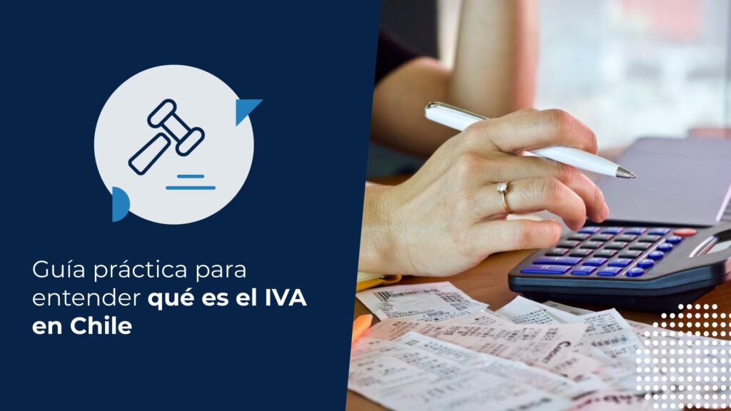 Persona gestionando la contabilidad con calculadora y boletas, ilustrando el proceso de calcular o entender qué es el IVA en Chile y su impacto en las finanzas.