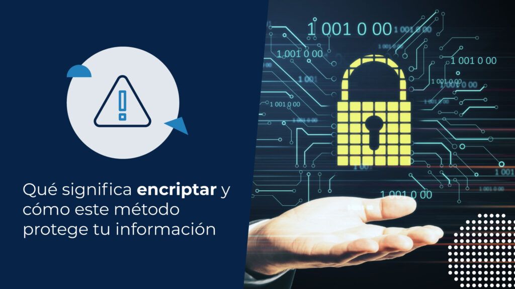 Candado digital sobre fondo con código binario, representación visual de la encriptación y protección de datos digitales.